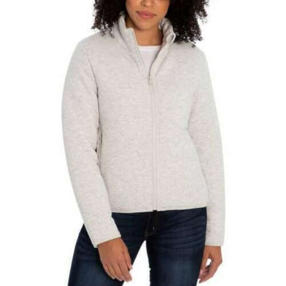 Three Dots Ladies' Quilted Jacket--Gray (Heather Gray) - Picture 3 of 11